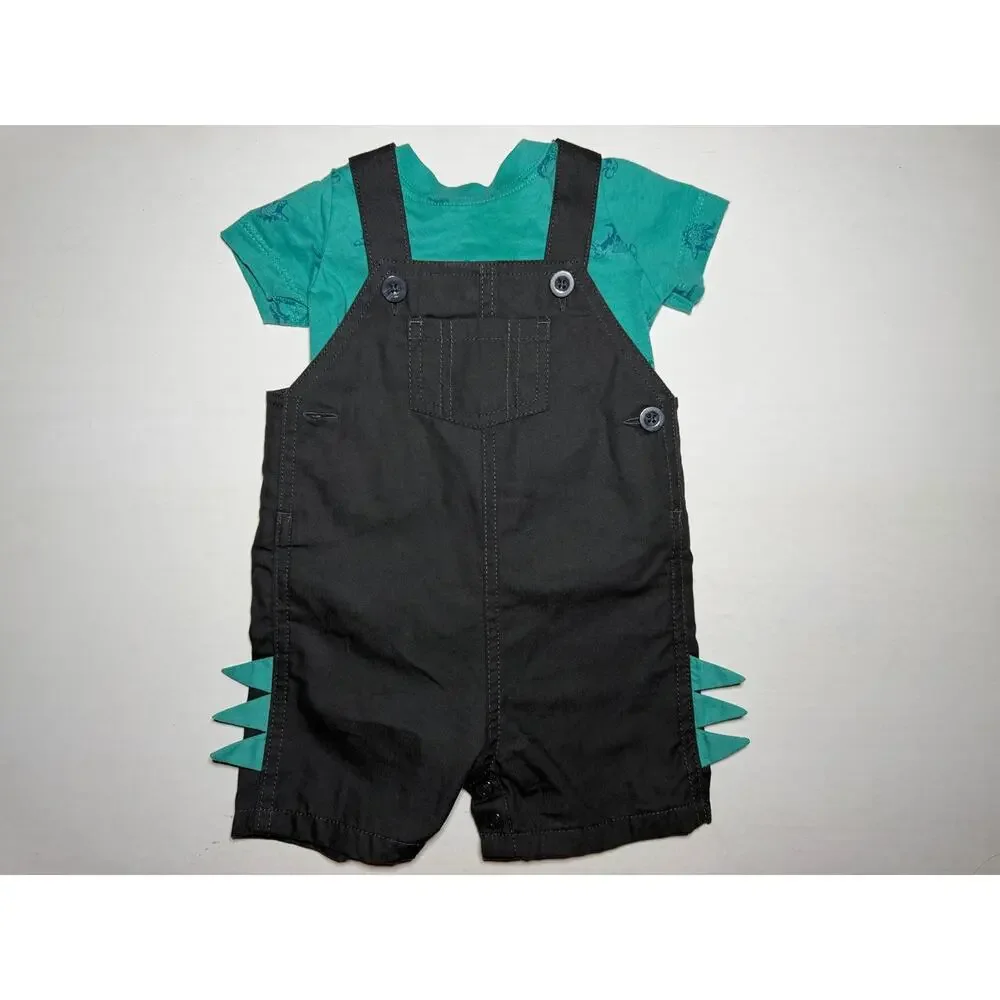 Baby Boy 6M Summer Outfit Lot Carter’s OshKosh Overalls Romper Dinosaur